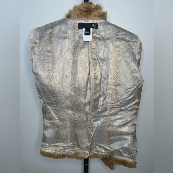 Just Cavalli Leather and Rabbit Fur Tan Jacket - Size 44 IT - Picture 9 of 12